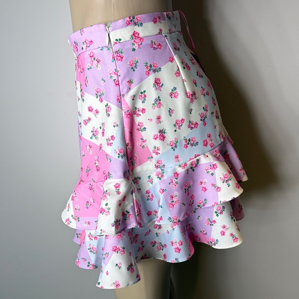 Sugar Thrillz Pastel Patchwork Ruffle Mini Skirt - Pink & Lavender - Picture 5 of 10